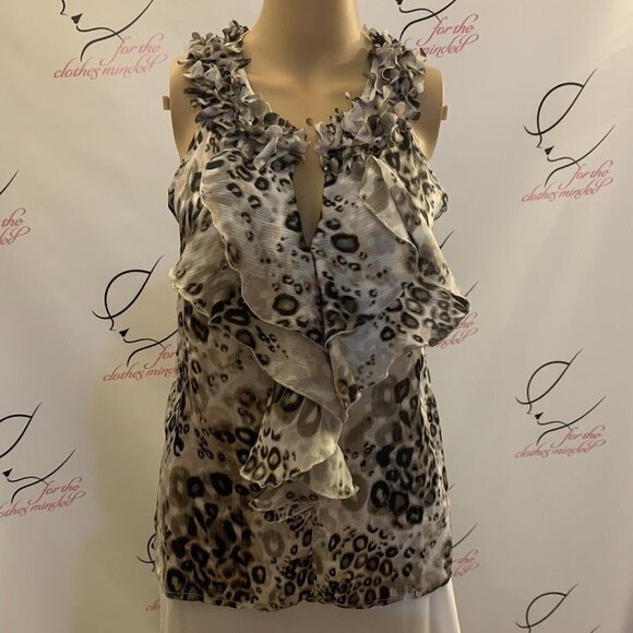 Adiva. Size PS. Ruffled Pullover. Animal Print. Sleeveless. B37 - Picture 1 of 7